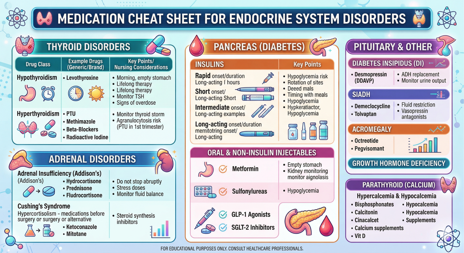Medication Cheat Sheet for Endocrine System Disorders