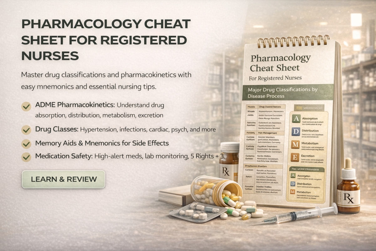 Pharmacology Cheat Sheet for Registered Nurses