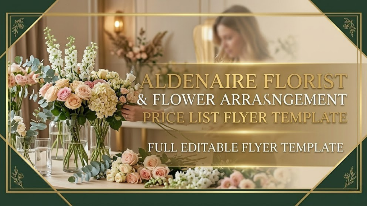Elegant Aldenaire Florist & Flower Arrangement Price List Template