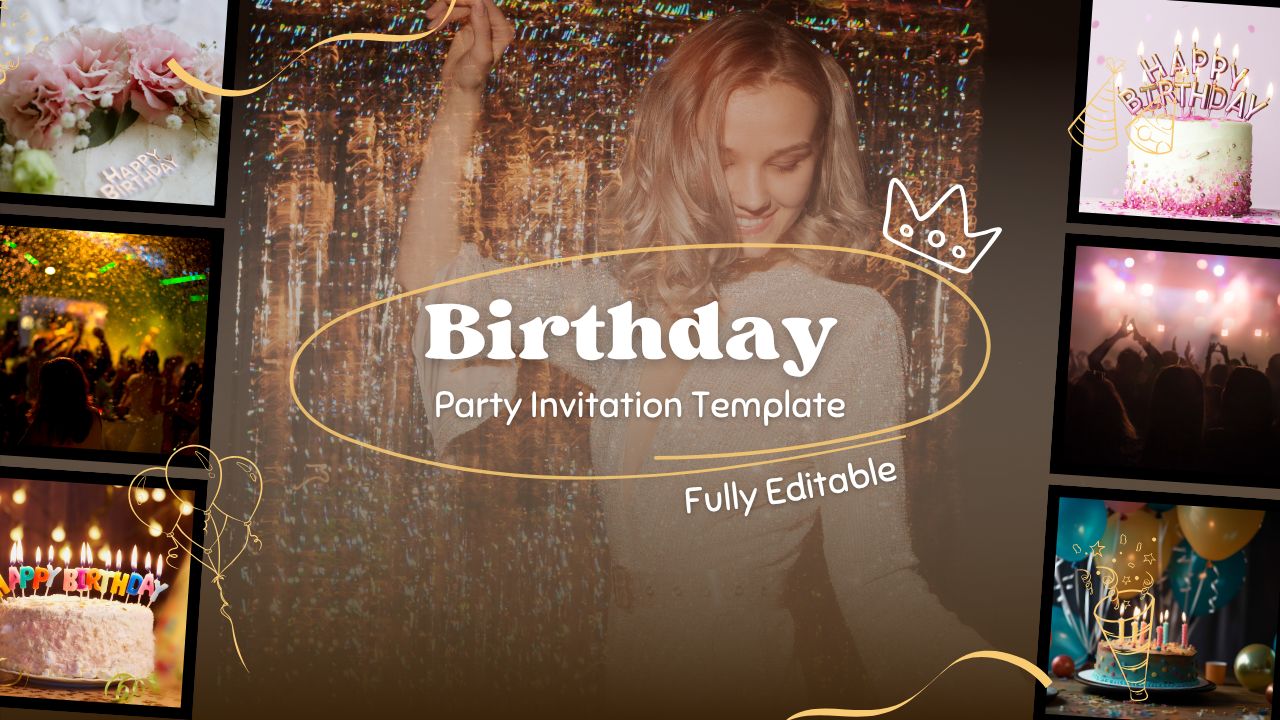 Elegant Black & Gold Birthday Invitation Template