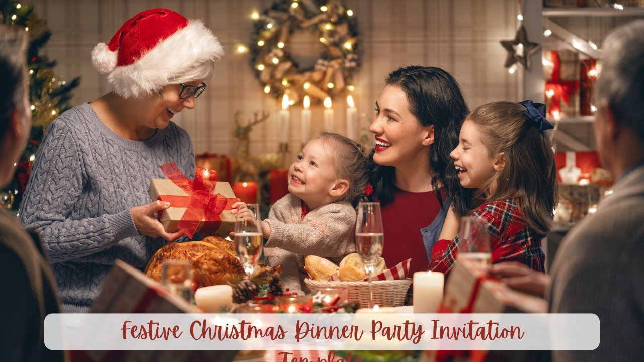 Festive Christmas Dinner Party Invitation Template